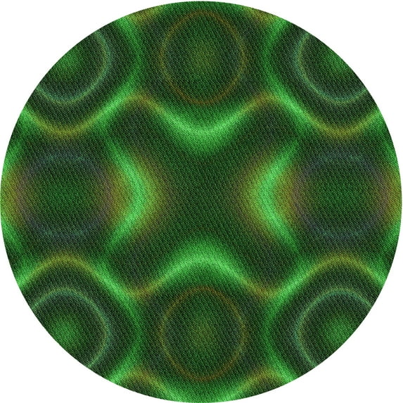 Ahgly Company Machine Washable Indoor Round Transitional Dark Forest Green Area Rugs, 6' Round