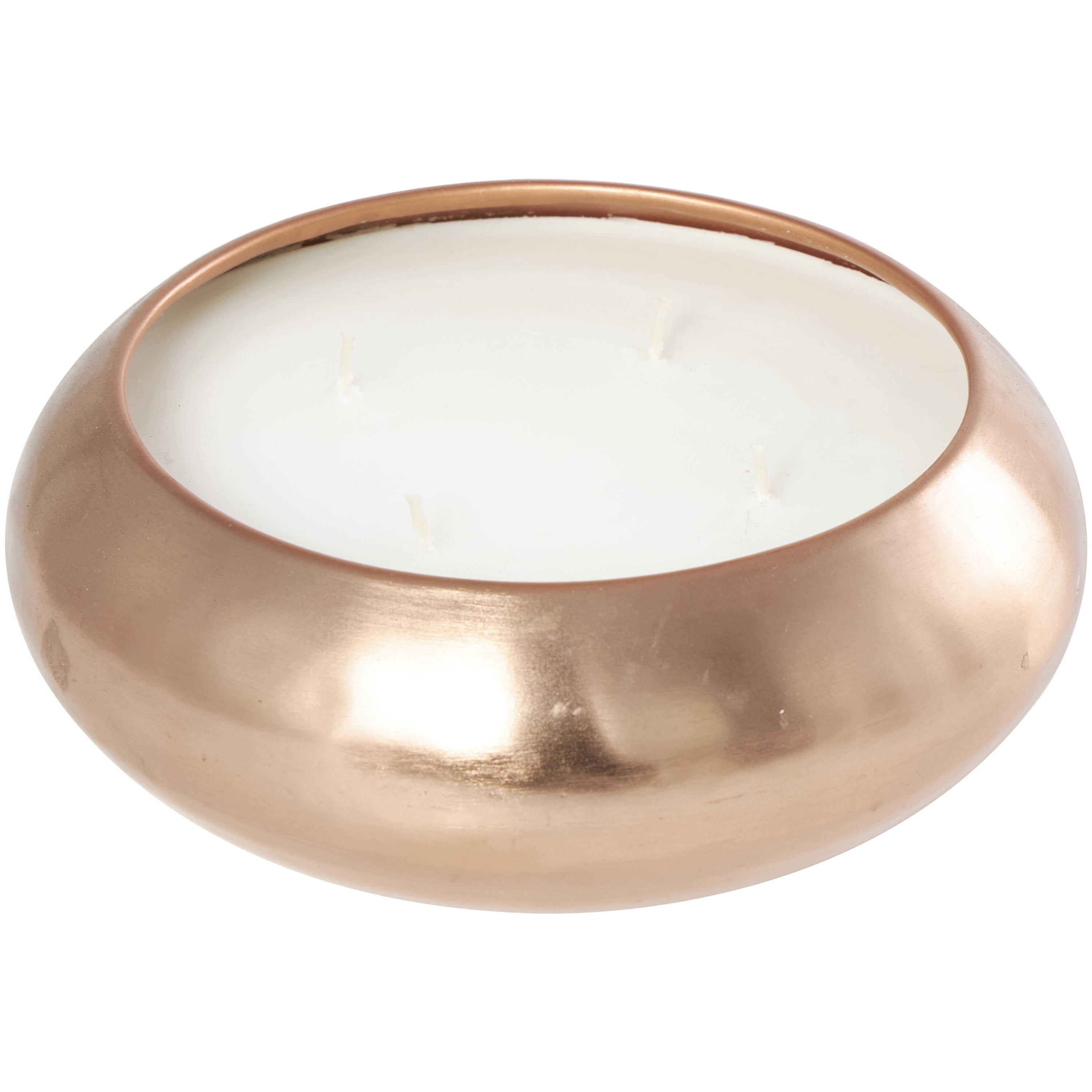 CosmoLiving by Cosmopolitan Copper Metal Tropical Breeze Scented Wide Dome Shaped 60 oz 4 Wick Candle with White Wax