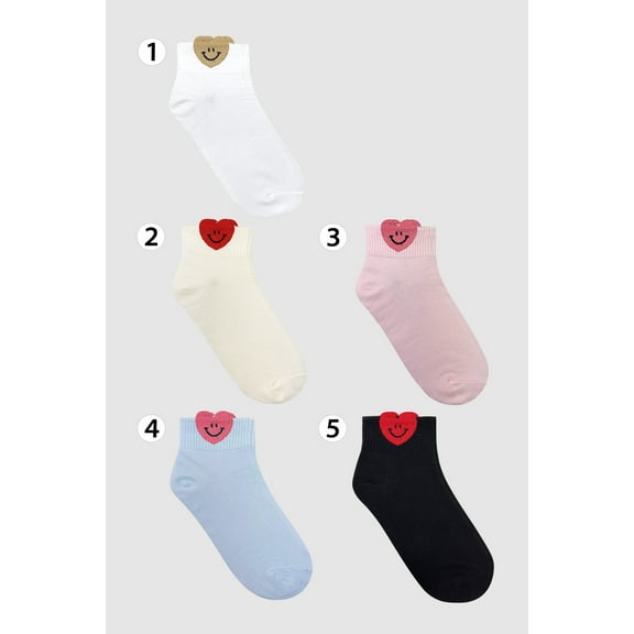 Women's Crew Boing Boing Heart Socks-5 Pairs Set