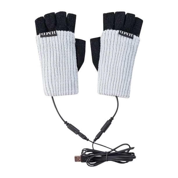 Naiovety Guantes sin dedos Guantes de calefacción eléctrica recargables de invierno Protector de manos Suministros térmicos gris claro