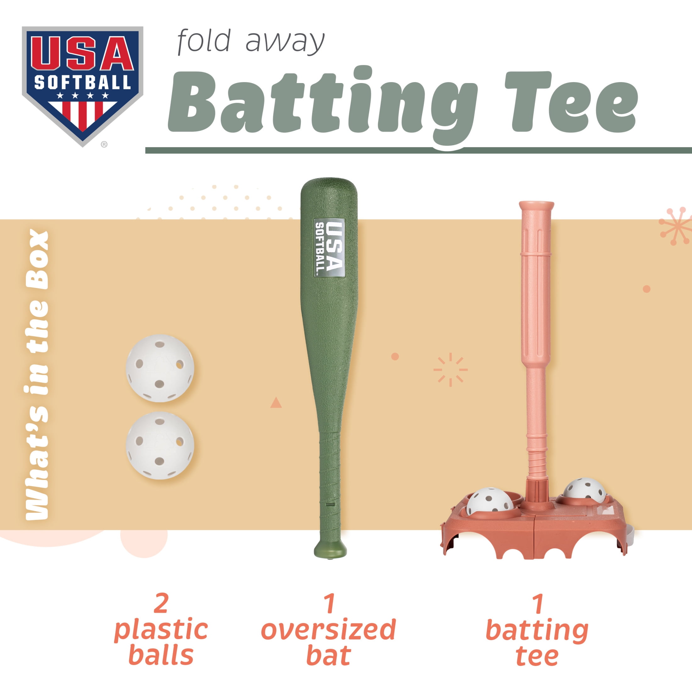Franklin SportsSoftball Fold Away Kids Batting Tee with Bat + Ball Set