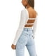 thumbnail image 5 of Sunloudy Suéter de color sólido para mujer, blusas cortas sin espalda de manga larga con cuello en V profundo, S / M / L / XL Sunloudy moda, 5 of 9
