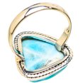 thumbnail image 3 of Larimar Ring Size 9.25 (925 Sterling Silver)  - Handmade Boho Vintage Jewelry RING130663, 3 of 3