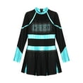 thumbnail image 3 of YONGHS Cheer Leader Costume for Girls Cheerleading Uniform Complete Outfit Halloween Dress Up Black&Blue Green 12, 3 of 5