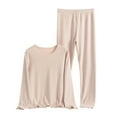 thumbnail image 3 of MGDXOX Thermal Underwear for Women Base Layer Cold Weather Thermal Set Long Johns Women Plus Size Comfy Pajamas Set Beige XXXL, 3 of 4