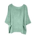 thumbnail image 2 of LADIGASU Women's Round Neck Short Sleeve Loose Solid Color T Shirt Tunic Summer Shirt Imitation Of Cotton And Linen Blouse With Pockets, 2 of 8