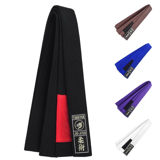 Cinturón de Jiu Jitsu Twister A1 Negro de Algodón 3.8 cm de Ancho