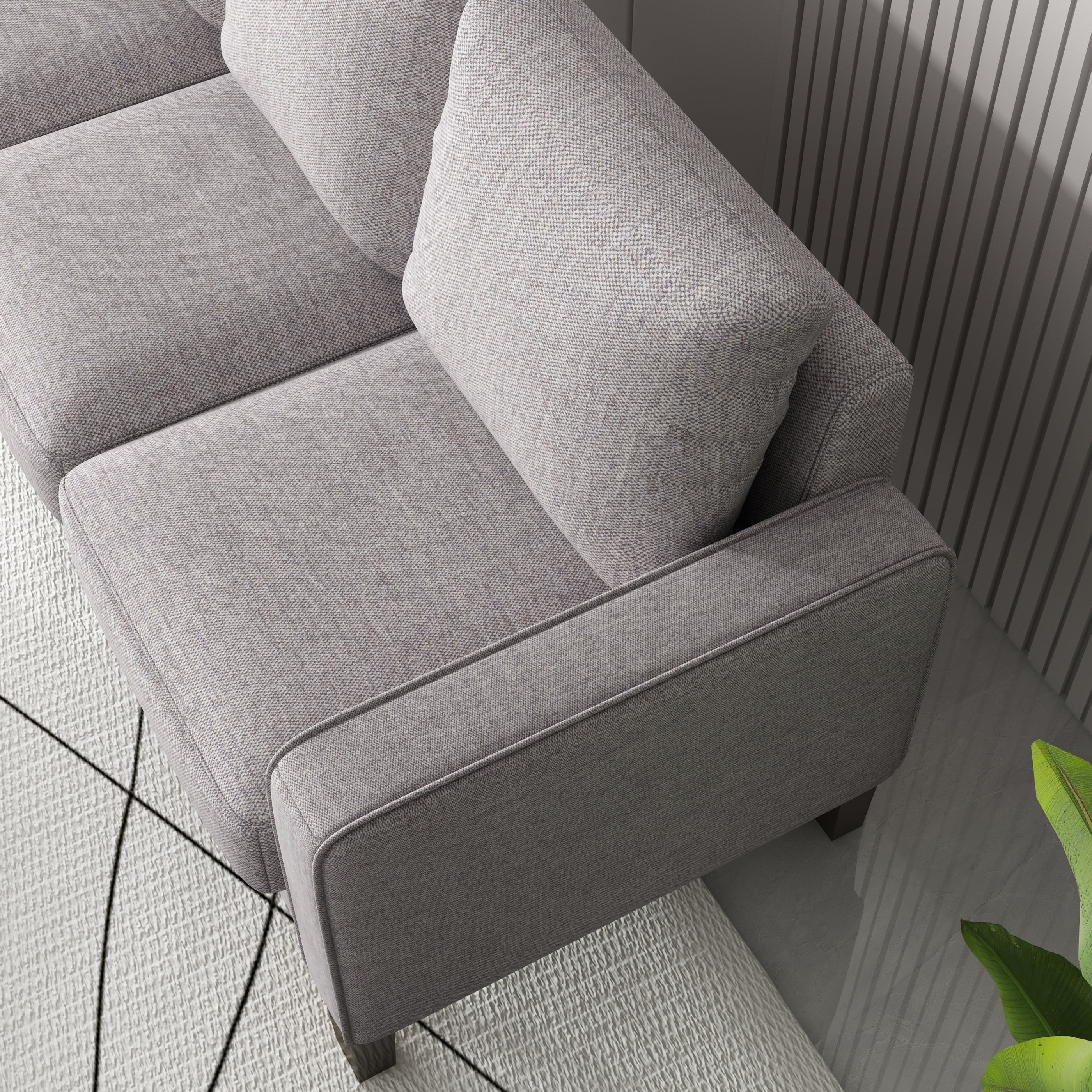 DEALTOPS Modern Sectional Sofa Couch Upholstered Sofa Storage Couches 3 Seater Sofa Chair for Living Room - Light Gray