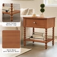 thumbnail image 5 of Merluxy Solid Wood Nightstand with Turned Legs, Vintage Wide Bedside Table with Drawer, Wooden End Table for Bedroom/Living Room, Brown, 5 of 9