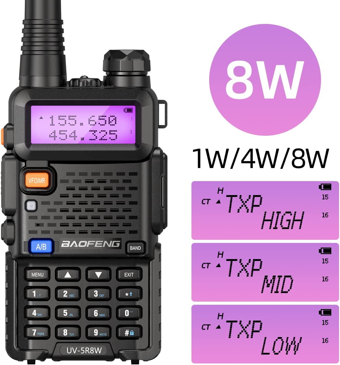 Baofeng UV-5R 8W Ham Radio Long Range Walkie Talkies for Adults Baofeng Two Way Radio with Earpiece and Programming Cable Full kit : Ham Radio Baofeng UV-5R Radio 8W Long Range UV5R Dual