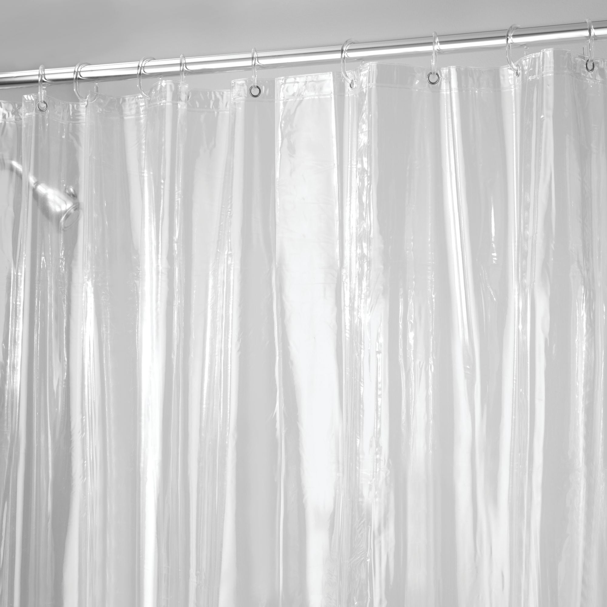 iDesign Vinyl Shower Curtain Liner with 12 Grommets and Weighted Magnets - 72" x 96" - Clear