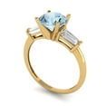 thumbnail image 2 of 2 ct Round Cut Natural Aquamarine 3 Stone 18K Yellow Gold Womens Engagement Ring, 2 of 5