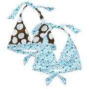 Juniors Dots to Flowers Reversible Halter Bikini Top