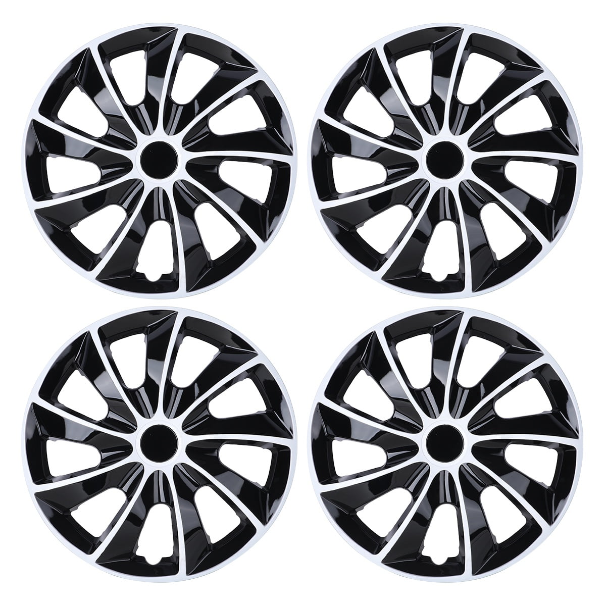 17" Set of 4 Wheel Covers Snap on Hubcaps Full Hub Caps Fit R17 Tire & Steel Rim-White Lacquer & Black Lacquer