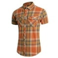 thumbnail image 3 of Men's Short Sleeve Plaid Western Shirt W/Pearl Snap-on Buttons, 3 of 5