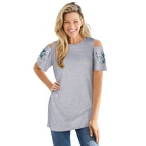 Woman Within Women's Plus Size Short-Sleeve Cold-Shoulder Tee - Walmart.com