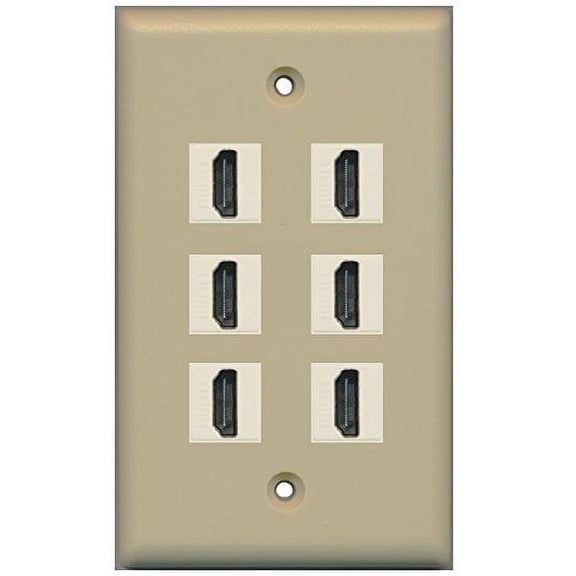 RiteAV (1 Gang Flat 6 HDMI Ivory Wall Plate Ivory