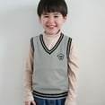 thumbnail image 2 of SUXIAN Boys Sweaters V Neck Color Block Knit Vest Warm Winter Pullover for Kids Age 3-16 Casual Layering Grey 4-5 Years, 2 of 5