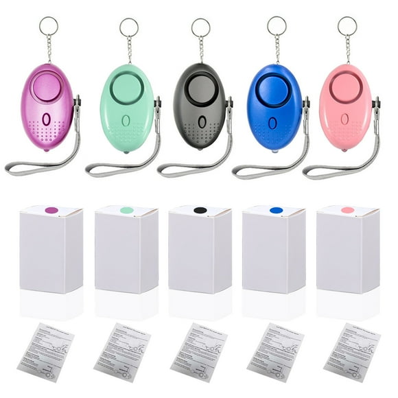 5Pack Safe Sound Personal Alarm, Personal Security Alarm, 130DB Emergency Alarm Built-in Battery, Pull Rope Activation Alarm with LED Flashlight (Five Colors)