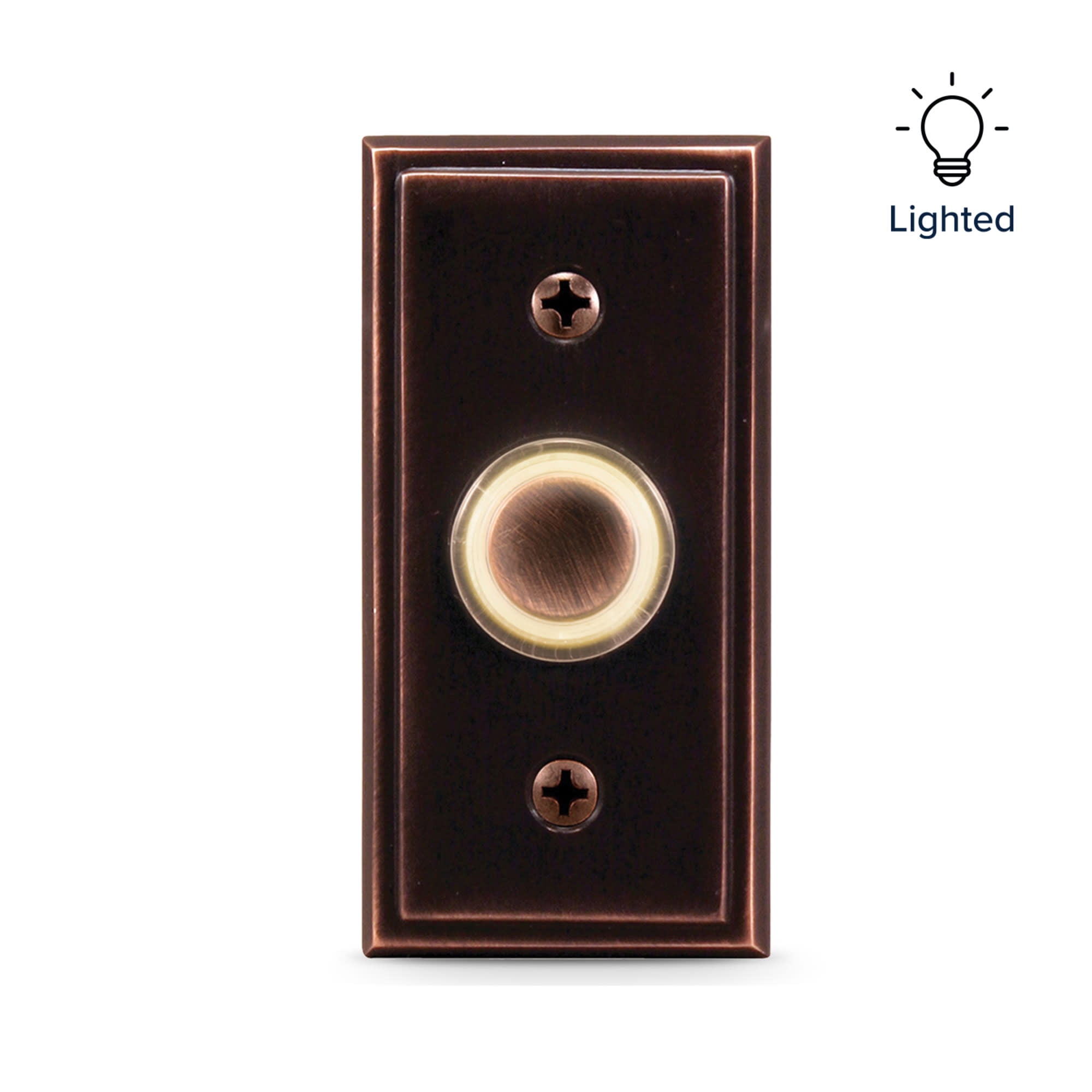 Globe Electric 91008661 Heath Zenith Metal Wired Lighted Push Doorbell Button - Bronze