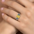 thumbnail image 4 of Gem Stone King 925 Silver and 10K Yellow Gold Yellow Citrine and Persian Blue Moissanite and Lab Grown Diamond Engagement Ring for Women | 2.46 Cttw | Oval 9X7MM | November Birthstone | Size 6, 4 of 6
