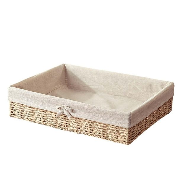 Cestas tejidas a mano para almacenar pan, cesta de papel con cuerda para aperitivos 30cmx20cmx7cm