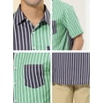 thumbnail image 5 of INSPIRE CHIC Men's Shirts Short Sleeve Summer Cotton Patchwork Button Down Shirts L Navy Green, 5 of 5