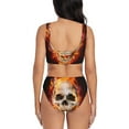 thumbnail image 3 of Kdxio Satanic Skull Print Women's 2 Piece High Waisted Wrap Spaghetti Strap Summer Swimsuit Bikini Set-X-Large, 3 of 7