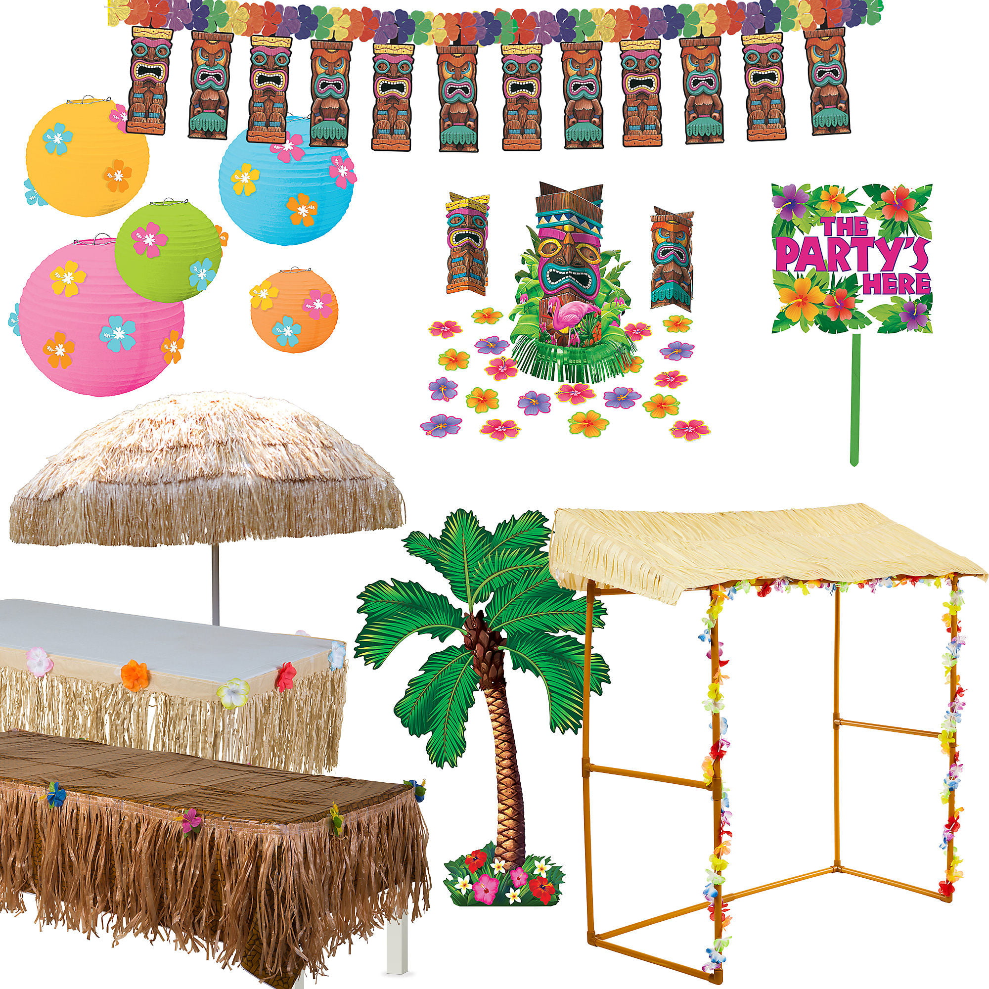 Full Tiki Party Mega Decorations Kit (Includes Tiki Bar, Decor, Props and More)