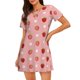 thumbnail image 1 of Easygdp Strawberries Camisón de manga corta para mujer, informal, estampado, 1 of 6