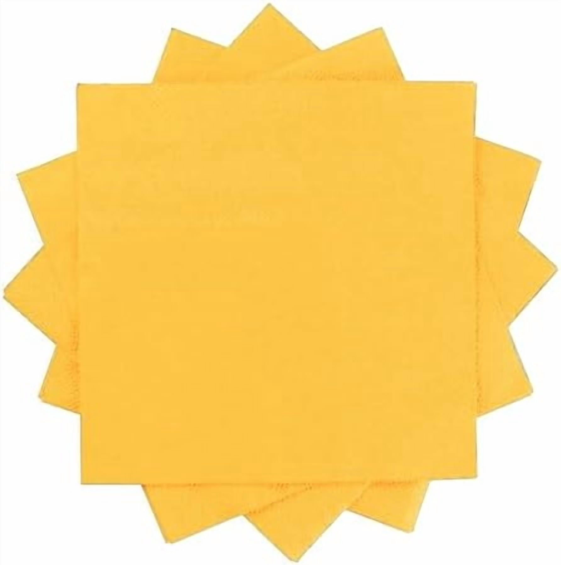 200 Pack Cocktail Napkin 2-Ply Dessert Napkins Folded 5 x 5 Inches Disposable Napkins for Dinner Wedding Birthday Party Bridal Anniversary Reception Event (200, Yellow)