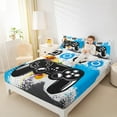thumbnail image 4 of Feelyou Cartoon Gamepad Boys Full Size Sheets, Blue Watercolor Graffiti Bed Sheets, Video Game Player Sheet Sets, Breathable Home Decor, 4 Pieces, 4 of 7
