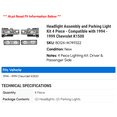thumbnail image 2 of Headlight Assembly and Parking Light Kit 4 Piece - Compatible with 1994 - 1999 Chevy K1500 1995 1996 1997 1998, 2 of 2
