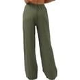 thumbnail image 3 of Amazhiyu Womens Pure Linen Summer Drawstring Flowy Wide Leg Pants with Pockets, 3 of 9