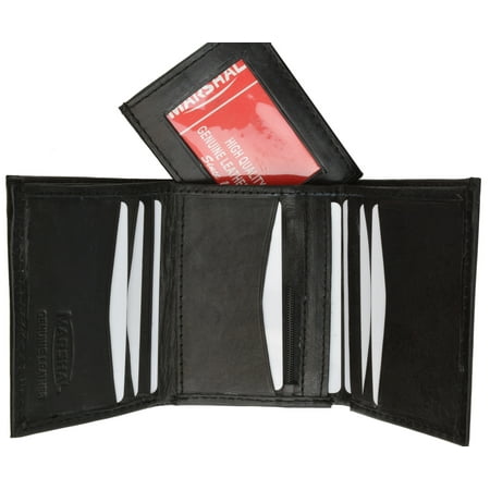 Black Lamb Leather - Trifold Lamb Leather Wallet W/Removable ID attached W/Velcro 3255 (C) Black