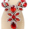 thumbnail image 3 of Sandalias Hinyyrin para mujer, planas, con diamantes de imitación, color rojo, talla 8, 3 of 5