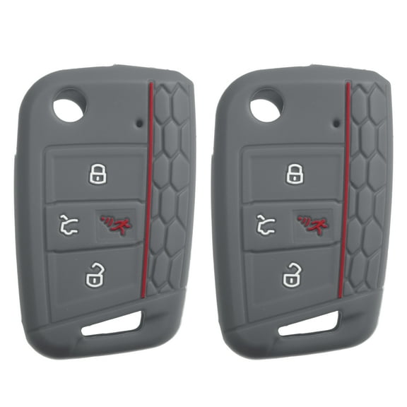 Unique Bargains 2 Pcs Dark Gray Silicone 4 Buttons Remote Key Fob Cover Case Protector for VW Tiguan 2018-2019