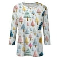 ADSSDQ Christmas Shirts for Women 2024 3/4 Sleeve Tops for Women Funny