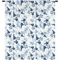 thumbnail image 2 of Blue Floral Plants Curtains 42Wx63H Inch Rod Pocket for Bedroom Navy Blue Watercolor Leaf Plants Floral Window Treatments Decorative for Living Room Drapes 2 Panels, 2 of 7