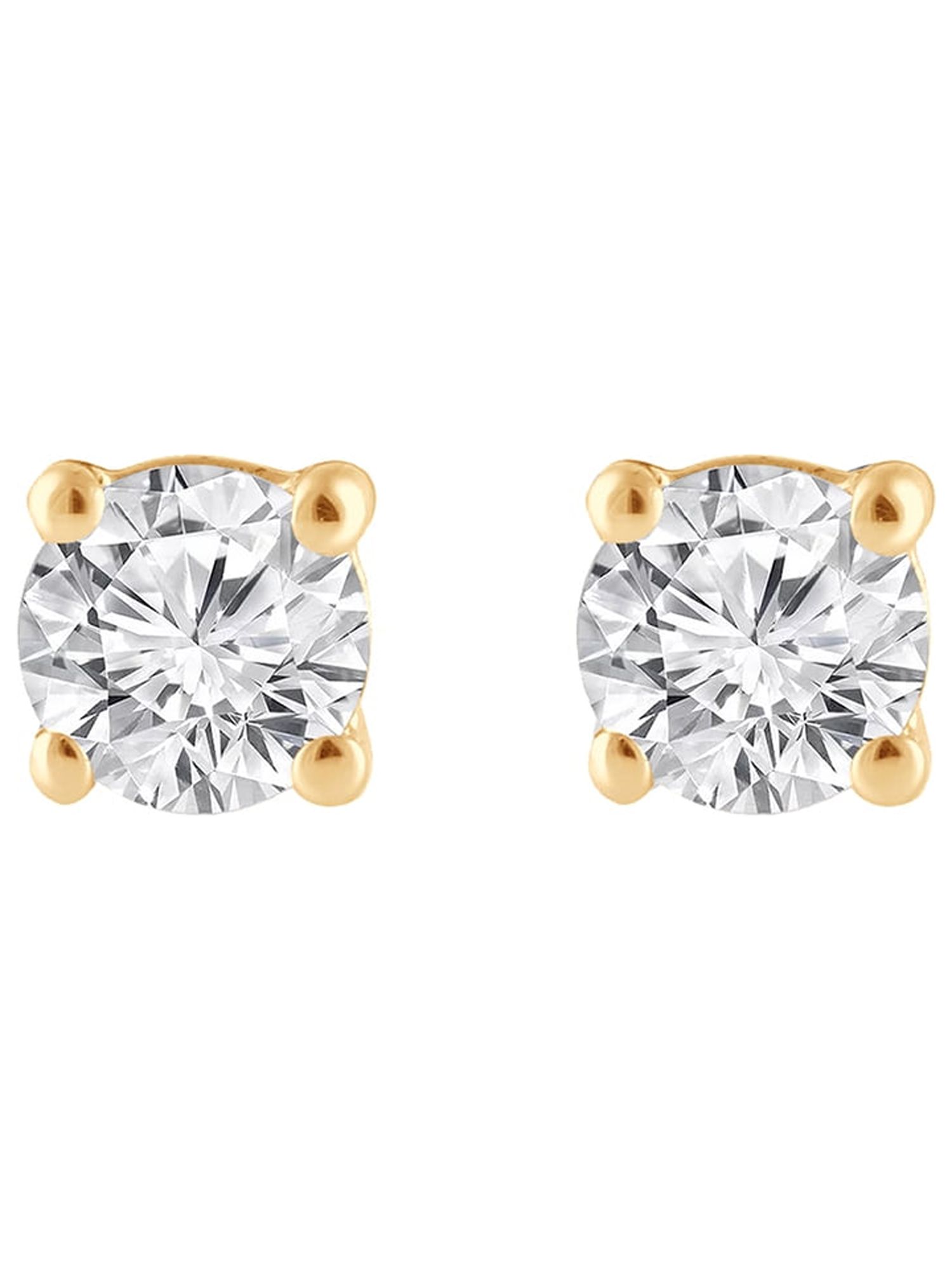 Unique Moments 1/10 Ct Round Lab Grown Diamond Stud Earrings in 10K Yellow Gold for Women (J-SI-I1)
