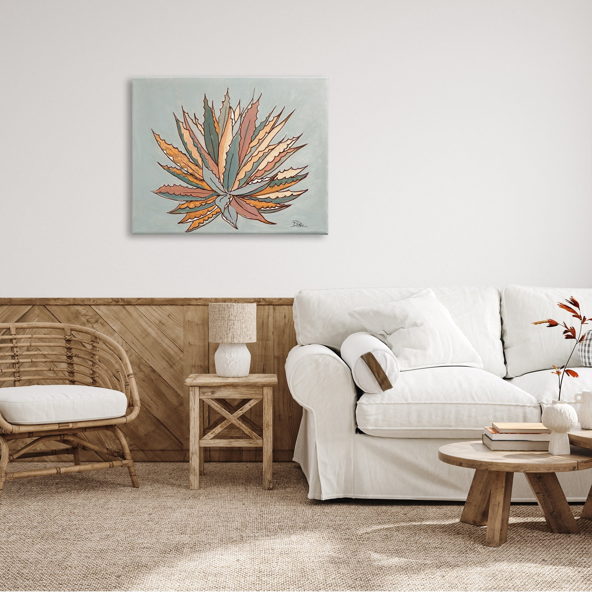 Stupell Industries Desert Boho Cactus Modern Agave Plant Painting, 40 x 30,Design by Patricia Pinto