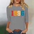 thumbnail image 2 of Vintage T Shirts For Women Crew Neck 3/4 Sleeve Print Pullover Tops Casual Stylish Comfy 1996 Graphic Tees (3XL, Gray), 2 of 4