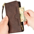 thumbnail image 2 of Case for TCL 20 PRO 5G Cover Zipper Magnetic Wallet Card Holder PU Leather Flip Case - Brown, 2 of 5