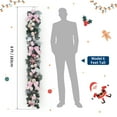 thumbnail image 2 of 6 ft Pre-Lit Christmas Garland with Lights, Pink Ribbon Bows, Ball Ornaments, Pine Cones, Roses, Timer, Christmas Decorations for Mantle, Fireplace, Stairs, Railing, Indoor Outdoor, 2 of 8