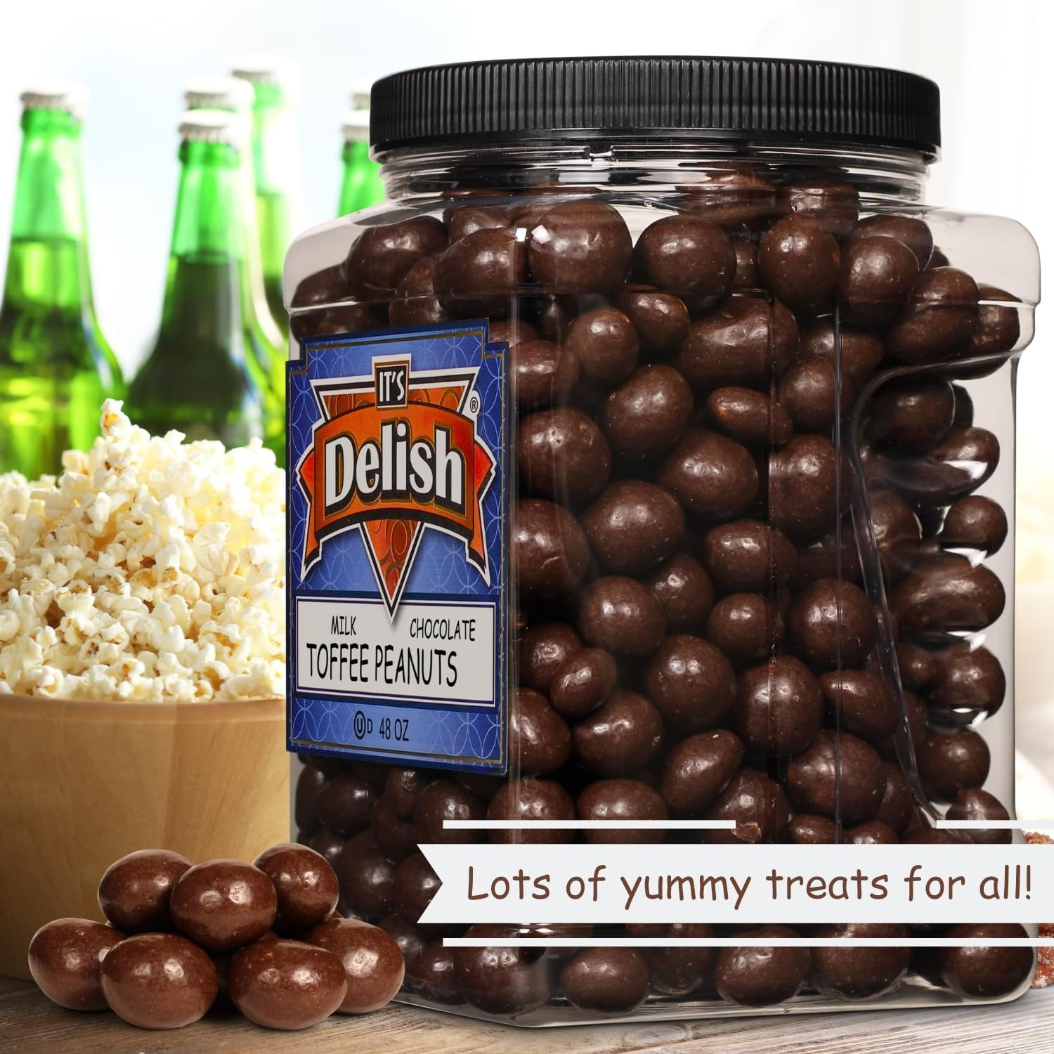 Milk Chocolate Toffee Coated Peanuts by It's Delish, 48 OZ Jumbo Container  Milk Chocolate Covered Candy Nuts Bulk Peanut Chocolates Sweet & Crunchy Nut Snack  Kosher Dairy