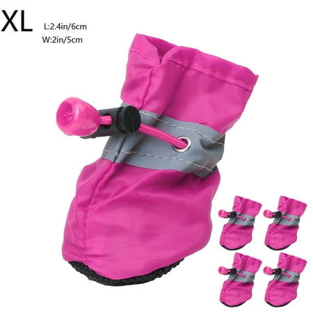 FYTPOV 4pcs Dog Shoes for Small Dogs  Anti-Slip Dogs Boots Paw Protector  Puppy Booties with Reflective Straps  Cat Dog Shoes for Indoor Hardfloors  Hot Pink  XL