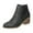 Black, variant on Women's Ankle Boots Leather Ankle Boots With Cut Out Design Low Heel Side Zipper Casual Fashion Footwear For Daily Comfort