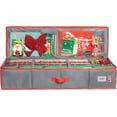 thumbnail image 5 of HOLDN' STORAGE Wrapping Paper Storage Container, Fits 27 Rolls Gift Wrap, Extra Pockets for Ribbons & Bows, Underbed Storage - Gray & Red Trim, 5 of 9
