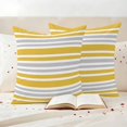 thumbnail image 3 of Ginger Yellow Stripes Outdoor Waterproof Pillow Covers, Modern Minimalist Horizontal Lines Decorative Square Throw Pillowcase Sofa Cushion Sham for Patio/Couch/Chair, 18"x18" 2 Pack, 3 of 8