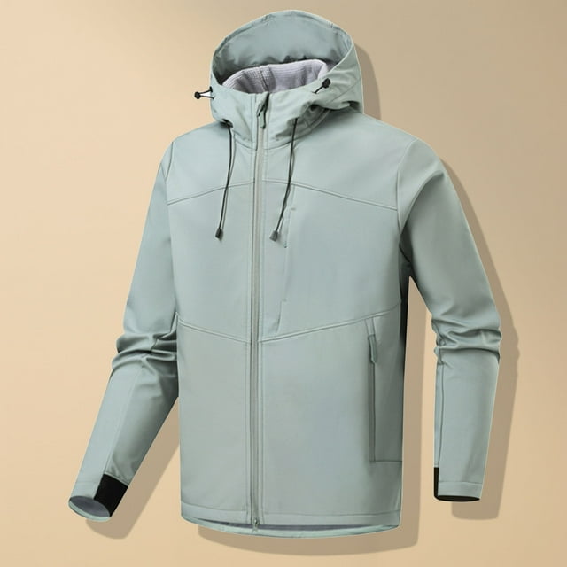 Veste Doublée en Polaire pour Hommes Imperméable Course Cyclisme Golf Randonnée avec Capuche Poches Zippées